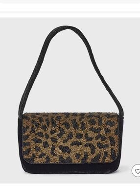 Embellished Leopard Print Flap Shoulder Bag A New Day Black/Brown NWT